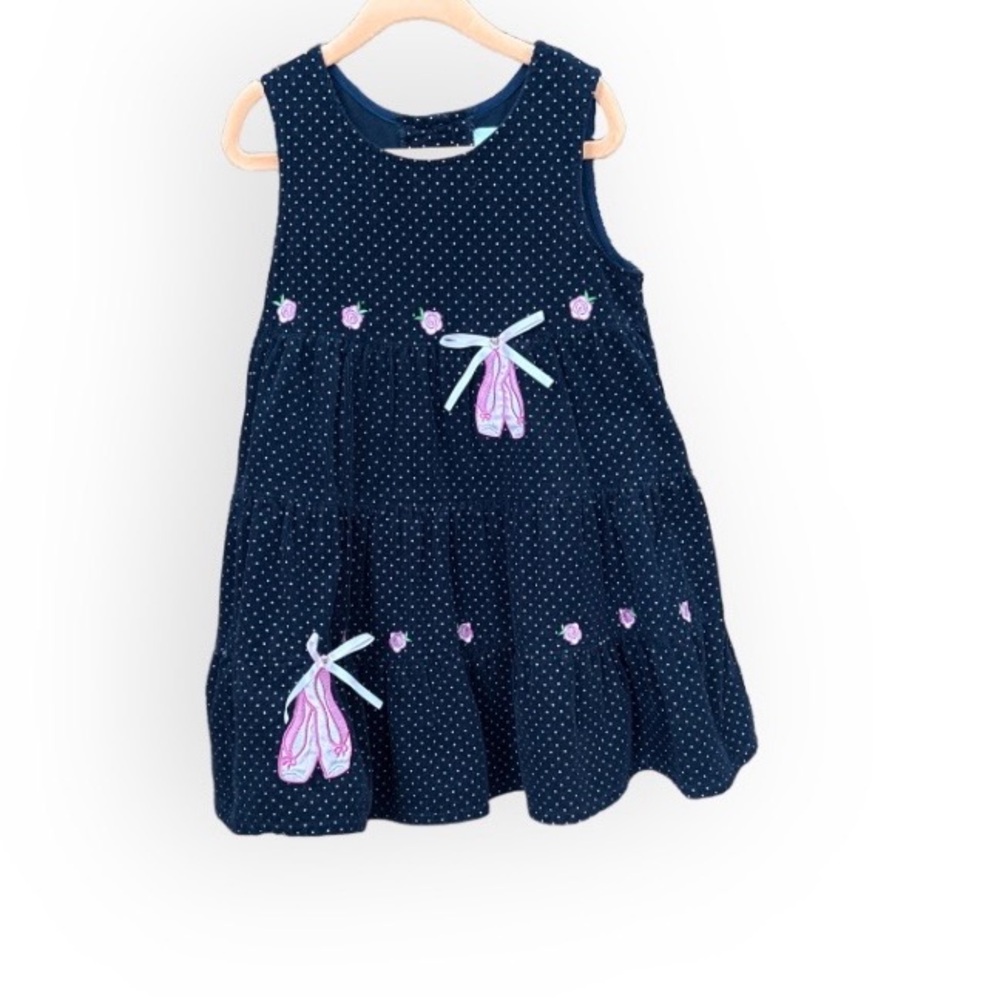Rare Editions Blue Corduroy Ballet Slipper Jumper Dress Size 4T Grandmillenial